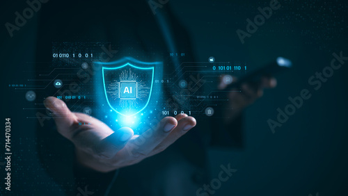 Картината върху платно Network cybersecurity and privacy using artificial intelligence to safeguard data