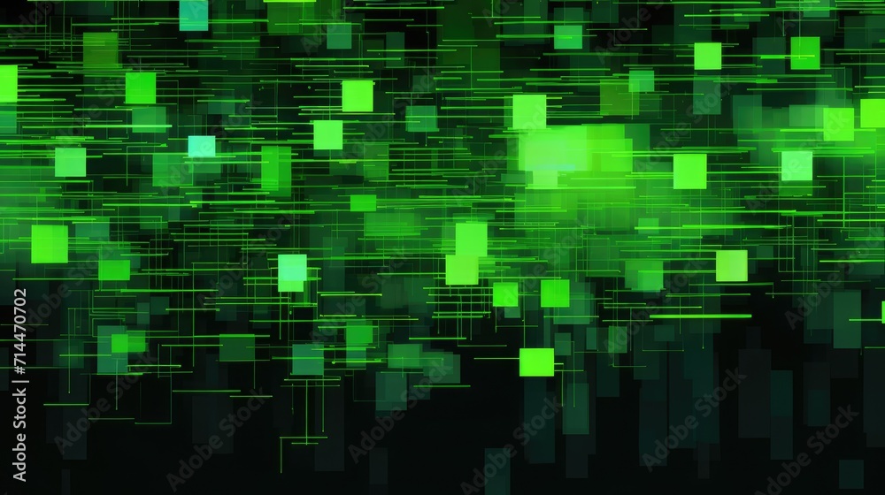 A background with neon green squares arranged in a random pattern with a pixelated effect A background with neon green squares arranged in a random pattern with a pixelated effect