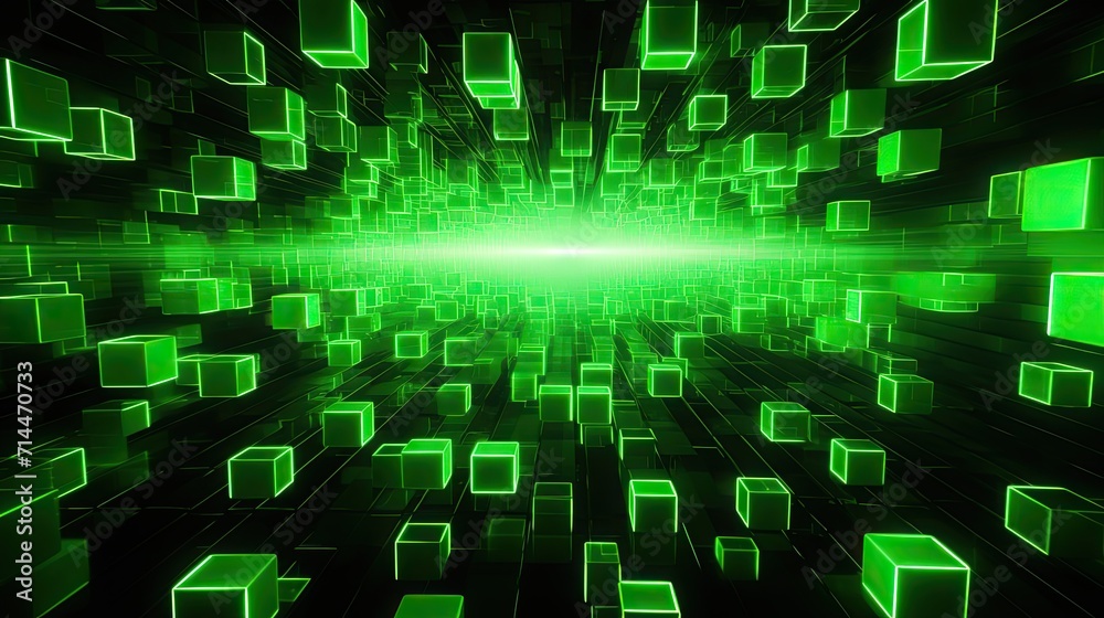 A background with neon green squares arranged in a repeating pattern with a motion blur effect and a light streak A background with neon green squares arranged in a repeating pattern with a motion blur effect and a light streak