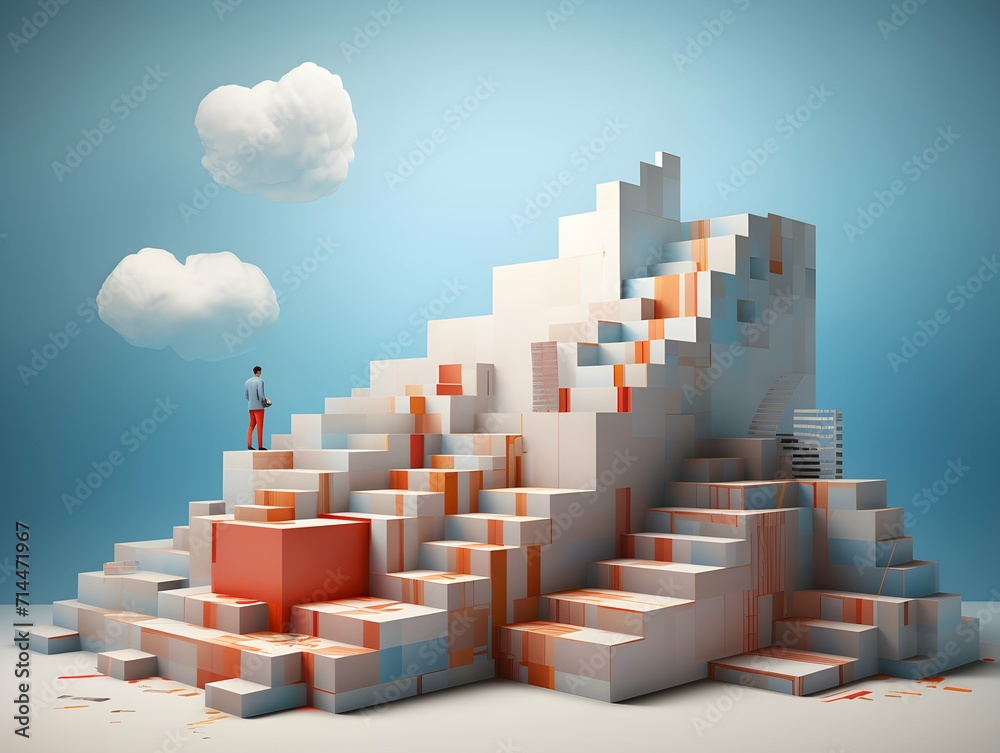 Fototapeta premium Break down larger goals into smaller, achievable steps