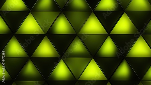 A background with neon yellow triangles arranged in a random pattern with a gradient effect and a radial blur