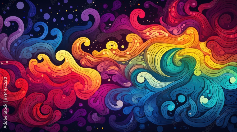 A colorful abstract design with swirling patterns