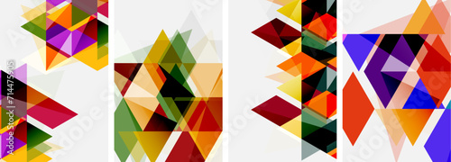 Colorful bright triangles with various colors and transparencies. Vector illustration For Wallpaper, Banner, Background, Card, Book Illustration, landing page