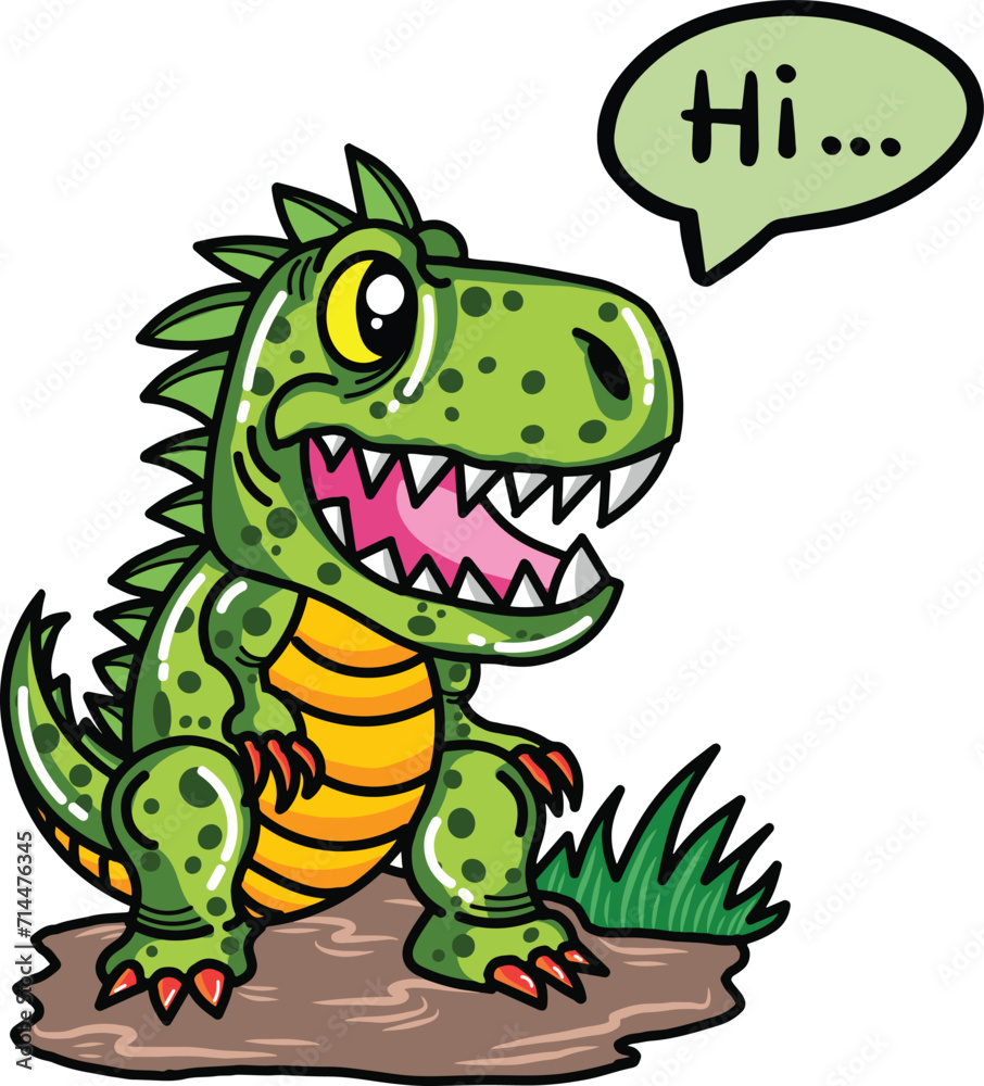 cute adorable dino illustration say hi isolated in white background cute adorable dino illustration say hi isolated in white background