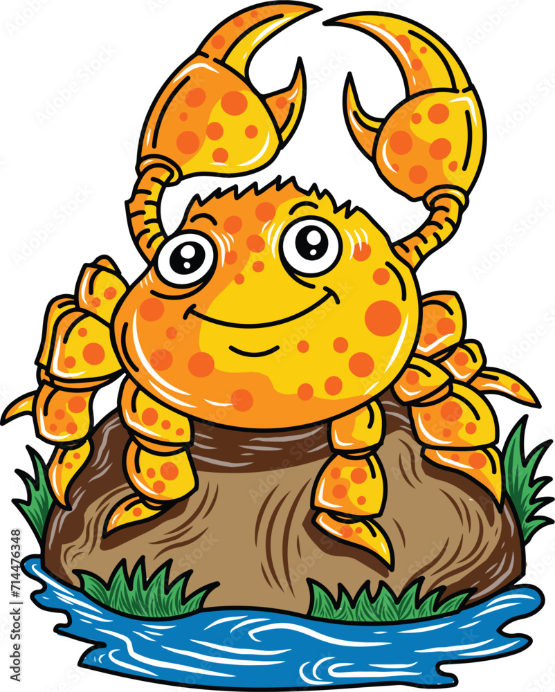 cute cartoon crab character, isolated in white background cute cartoon crab character, isolated in white background