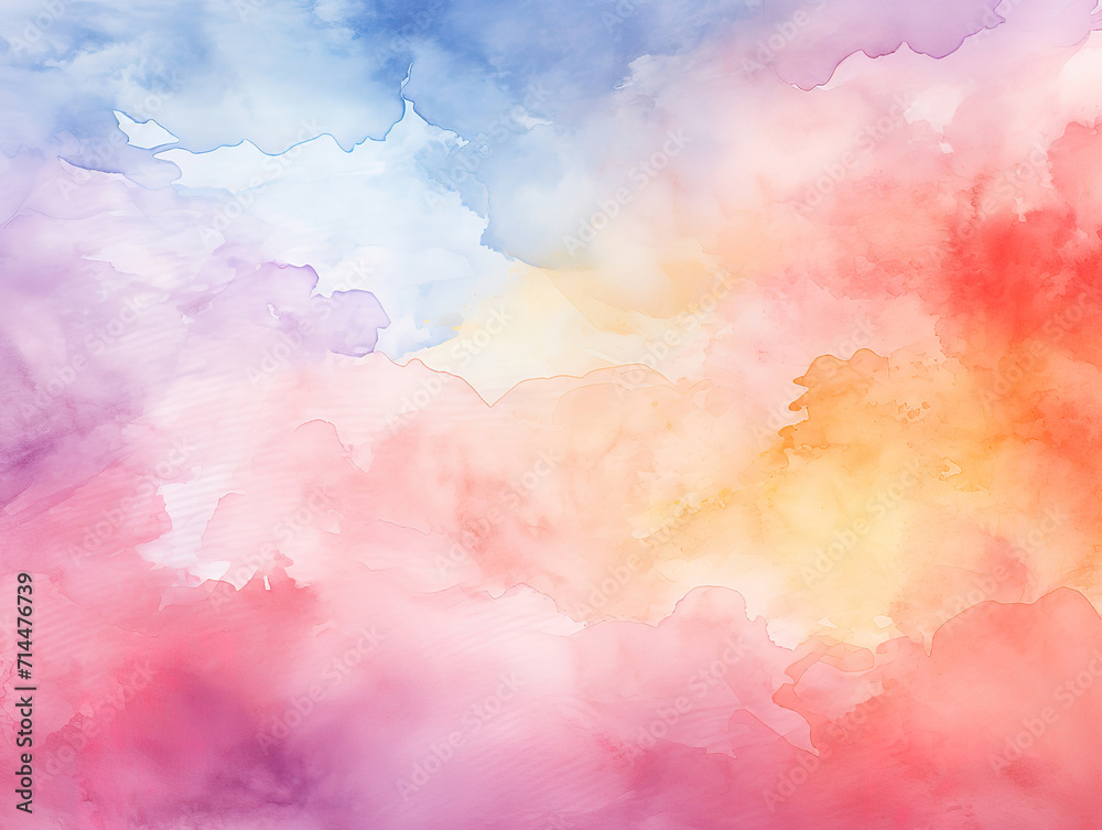 Abstract colorful watercolor background, Spring or Easter sunrise sky