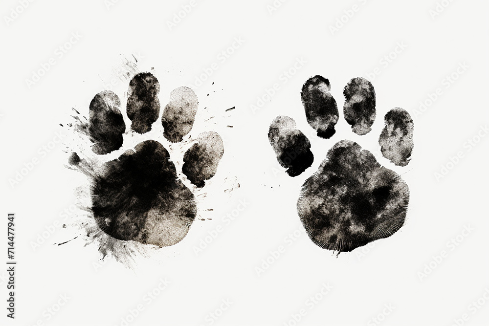 Dog paw foot print illustration, isolated on white background - obrazy, fototapety, plakaty 
