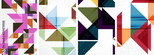 Set of abstract random triangle composition backgrounds. Vector illustration for for wallpaper  business card  cover  poster  banner  brochure  header  website
