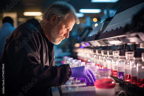 Focused scientist analyzing chemical samples in a well-equipped laboratory © pkproject