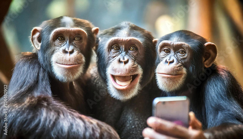Chimpanzees Taking a Selfie