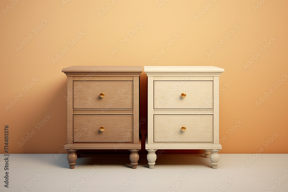 Chest of drawers isolated on grey background. 3d rendering - illustration Chest of drawers isolated on grey background. 3d rendering - illustration