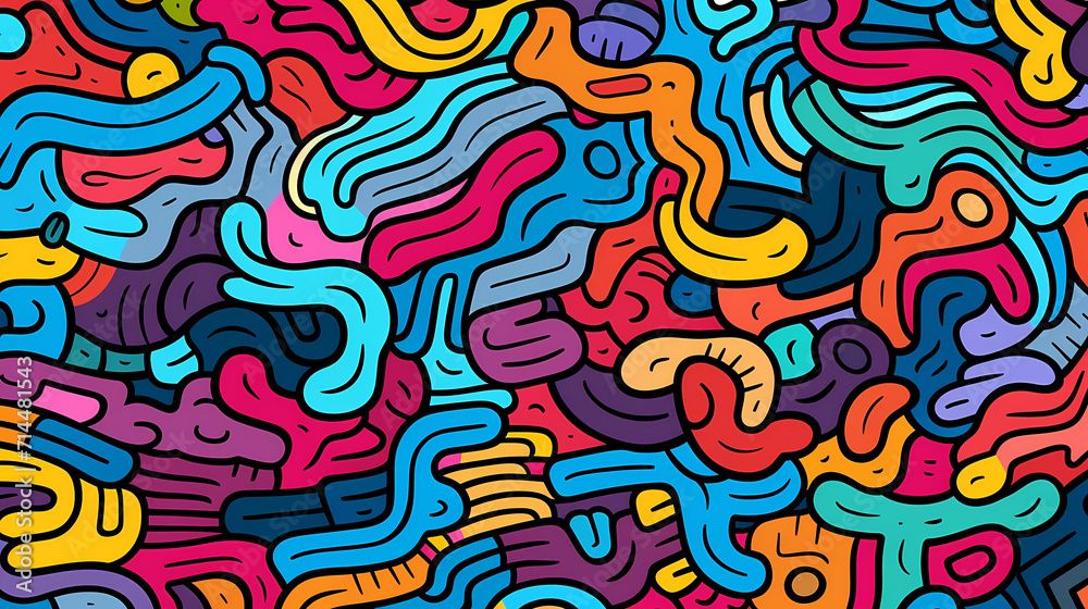 Funny doodle seamless pattern, artistic background Funny doodle seamless pattern, artistic background