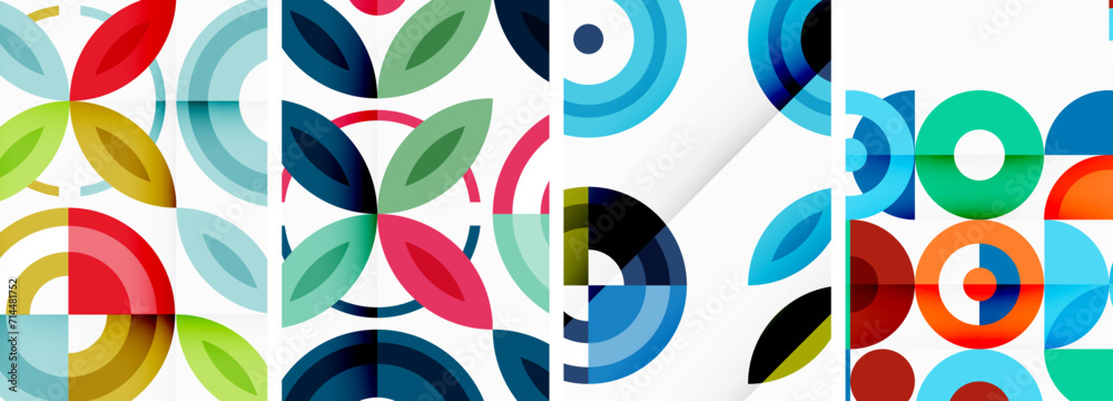 Circles and rings geometric backgrounds. Posters for wallpaper, business card, cover, poster, banner, brochure, header, website