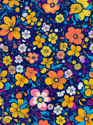 Vibrant colorful abstract flowers seamless pattern pretty. 