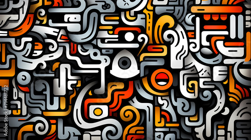Funny doodle seamless pattern, artistic background