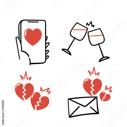 hand drawn doodle love related icon drawing illustration