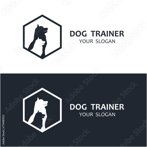 design logo ideas training dogs vector template. logo  suitable for dog trainer company, dog shop, dog food store