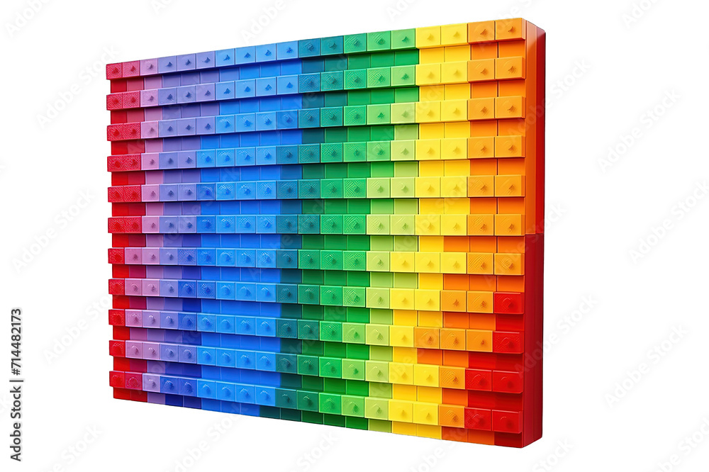 Obraz premium Background photo of colorful plastic toy constructor details isolated on a Transparent background. Generative AI