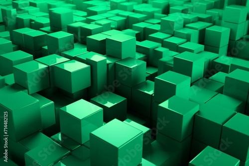 Background in green cubes. Generative AI