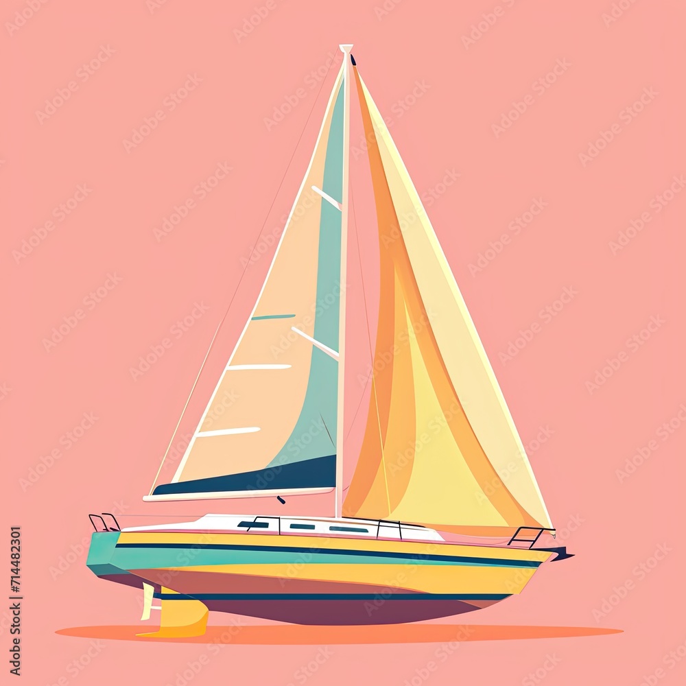 Vector Illustration of Sailing Boat Vector Illustration of Sailing Boat
