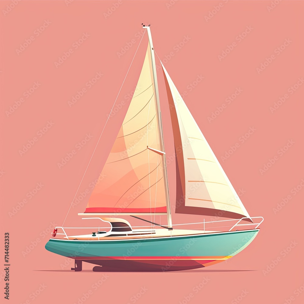 Vector Illustration of Sailing Boat Vector Illustration of Sailing Boat