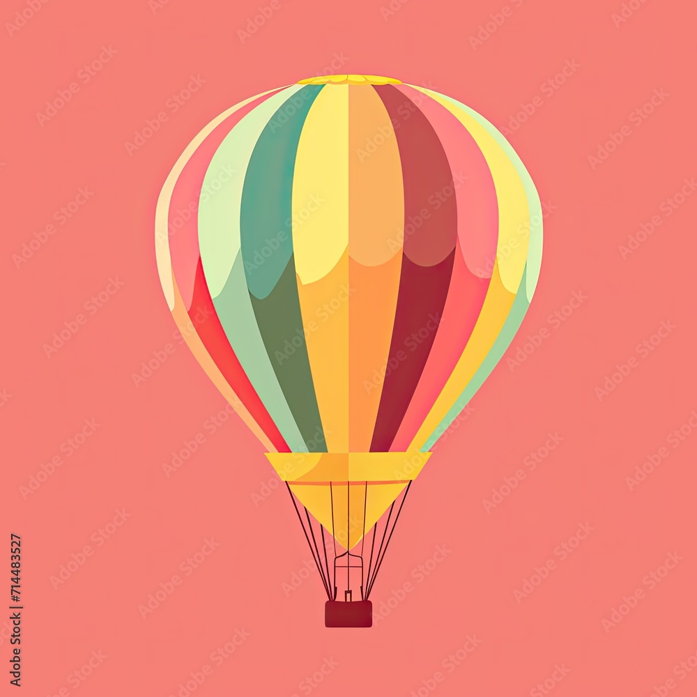 Vector Illustration of Hot Air Balloon Isolated on Pink Background Vector Illustration of Hot Air Balloon Isolated on Pink Background