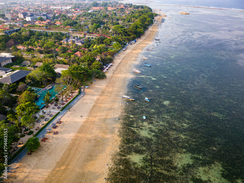 Aerial view of a large fringing tropical coral reef (Sanur, Bali)