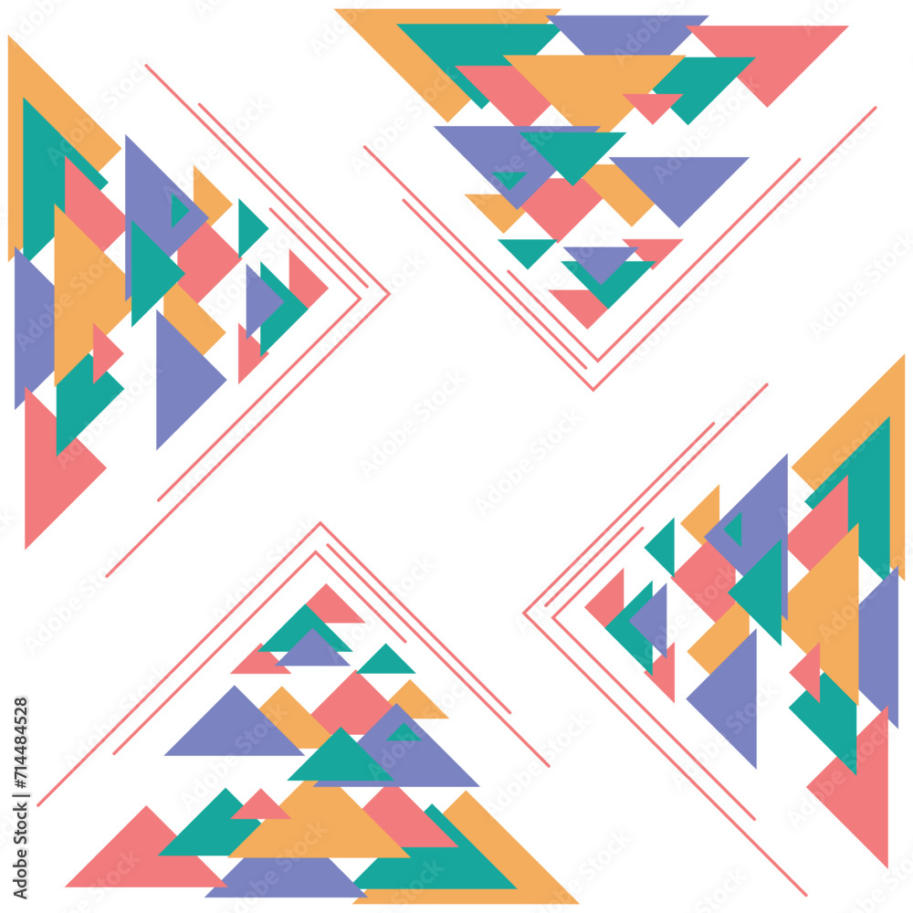 Abstract design of overlapping triangular shapes. Design for background template. 重なり合う三角形の抽象的なデザイン。 背景テンプレートのデザイン。
