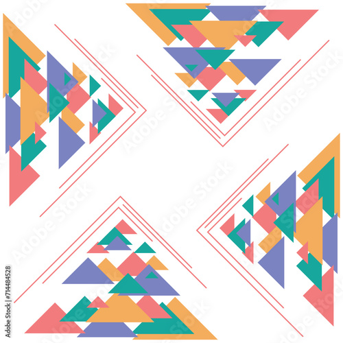Abstract design of overlapping triangular shapes. Design for background template. 重なり合う三角形の抽象的なデザイン。 背景テンプレートのデザイン。 