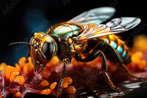Closeup of Nature beauty captured macro view of insect Generative AI © Saim Art
