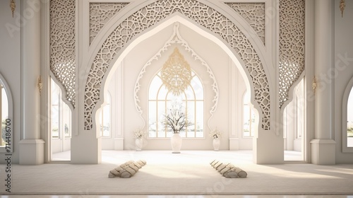 A beautiful white room with arabic ornaments. photo