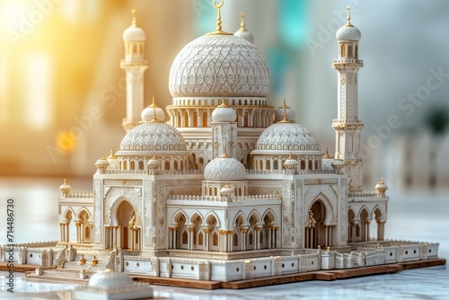 The acourt mosque of miniature clay sculpture professional photography