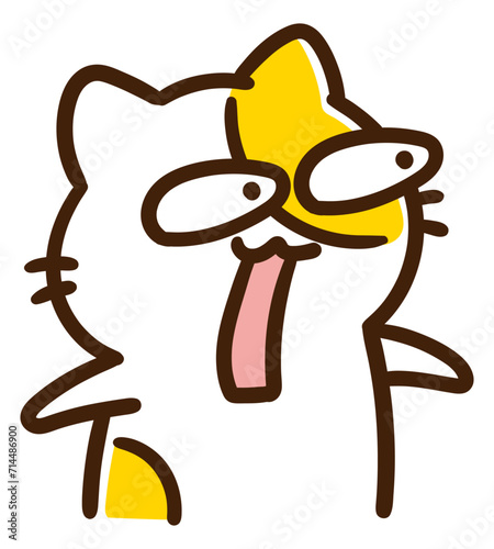 驚きすぎて目玉が飛び出しているかわいいねこのキャラクターのデフォルメイラスト