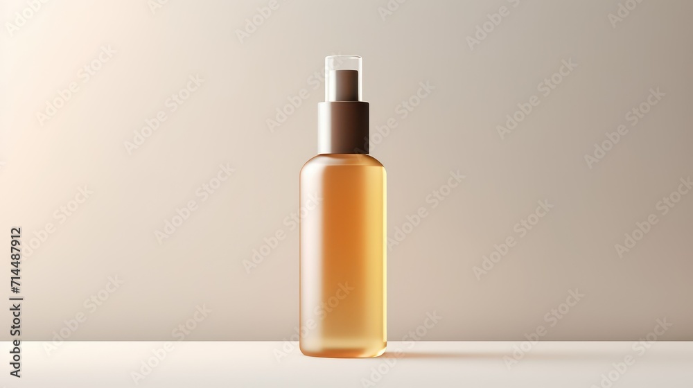 Amber glass dropper bottle mockup on interior background Amber glass dropper bottle mockup on interior background