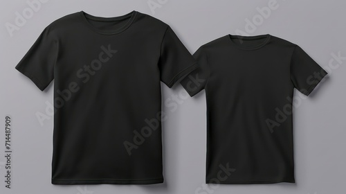 Black t-shirt mockup on grey background