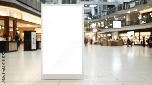 Blank white advertising billboard in shopping mall, Billboard mockup