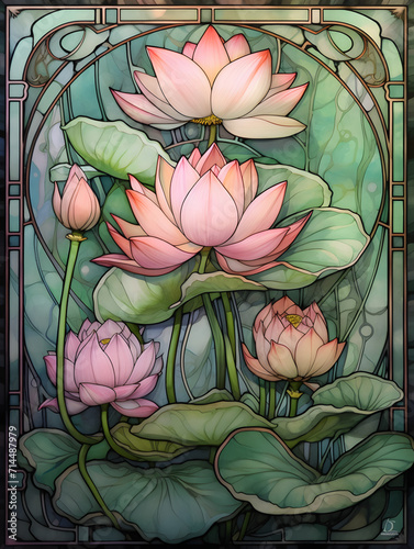 background with lotus flower  Generative AI