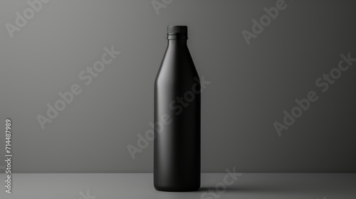 Mockup of black bottle on grey background