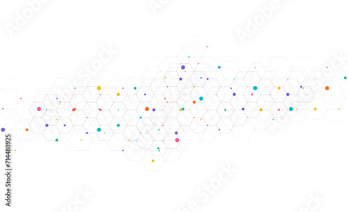 Hexagons pattern on gray background. Genetic research  molecular structure. Chemical engineering. Concept of innovation technology. Used for design healthcare  science and medicine background