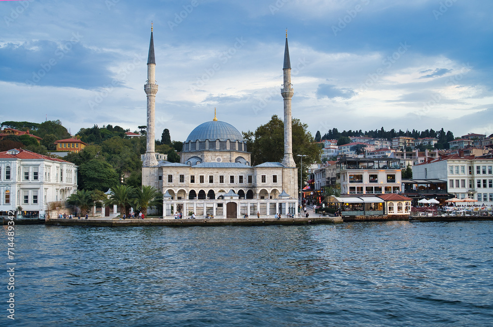 Hamidi Evvel Mosque seen from bosporus Cruise in Istanbul,Turkey