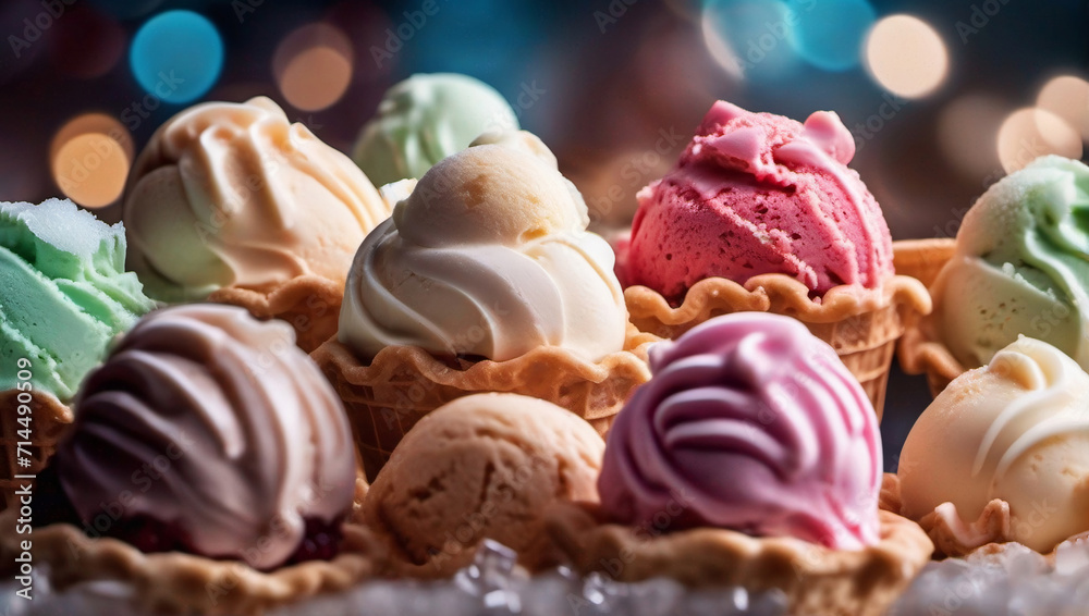 Delicious colorfull ice cream generated by ai