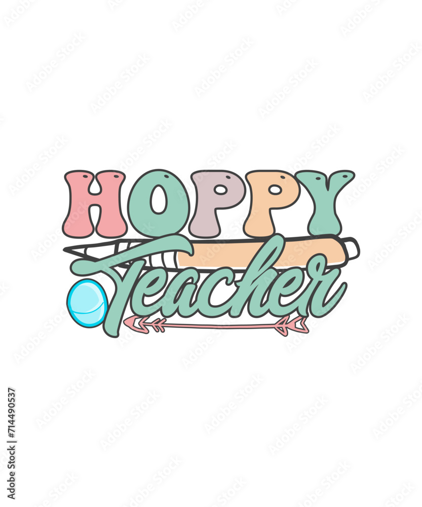 Fototapeta premium Hoppy Teacher Retro Easter T-shirt Design