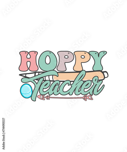 Hoppy Teacher Retro Easter T-shirt Design