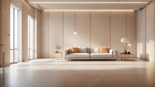 Stylish empty modern room with light wall