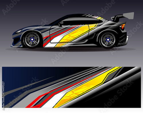 Car wrap design vector.Graphic abstract stripe racing background designs for vehicle  rally  race  adventure and car racing livery