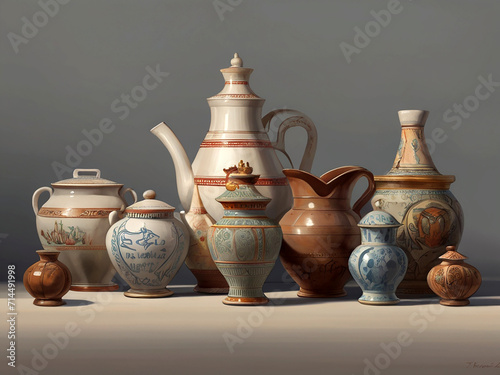 Concept of ceramics and artistic work of clay artists in 3d