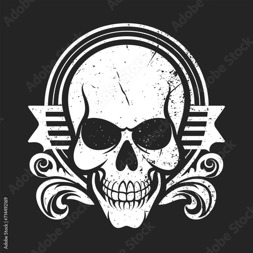Skull tattoo and tshirt vector Spanners Black