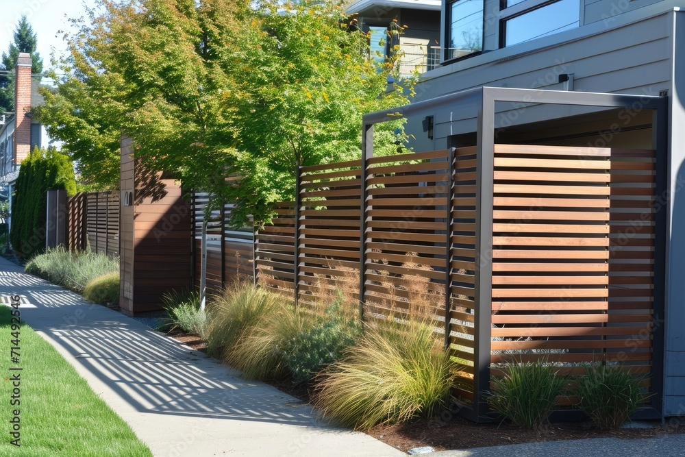 Modern metal fence for fencing the yard area and gardens Modern metal fence for fencing the yard area and gardens