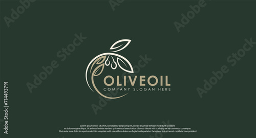 Natural Herbal Olive Oil Plant, Olive Leaf Flower logo design