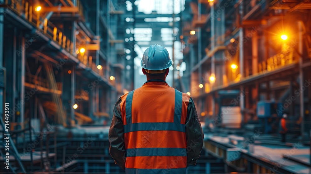 Engineer construction Standing to supervise large construction work. Wear an engineering uniform. Engineer construction Standing to supervise large construction work. Wear an engineering uniform.